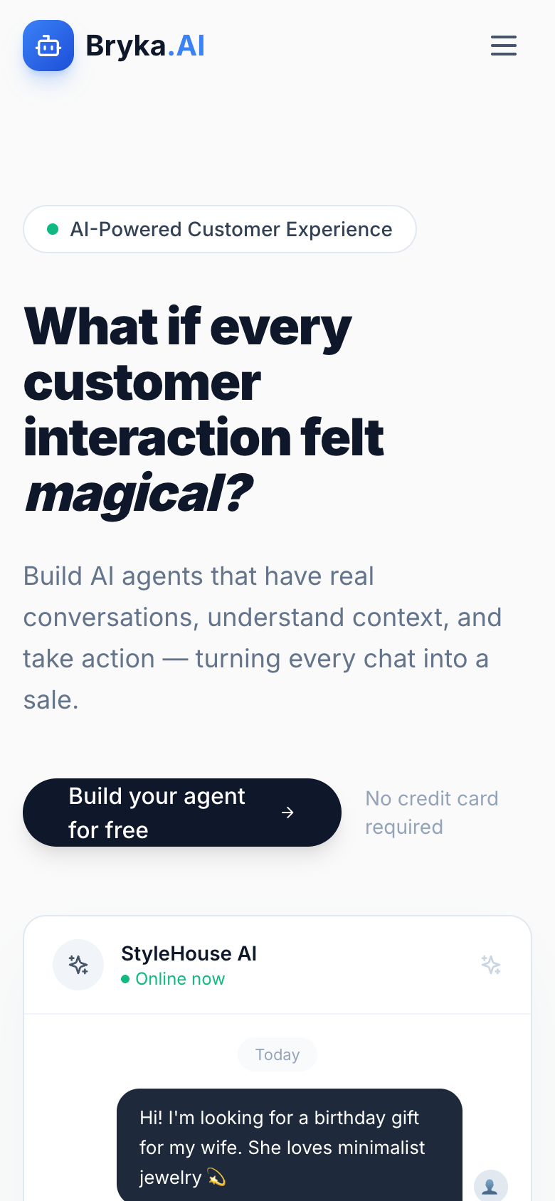 Bryka AI mobile admin configuration