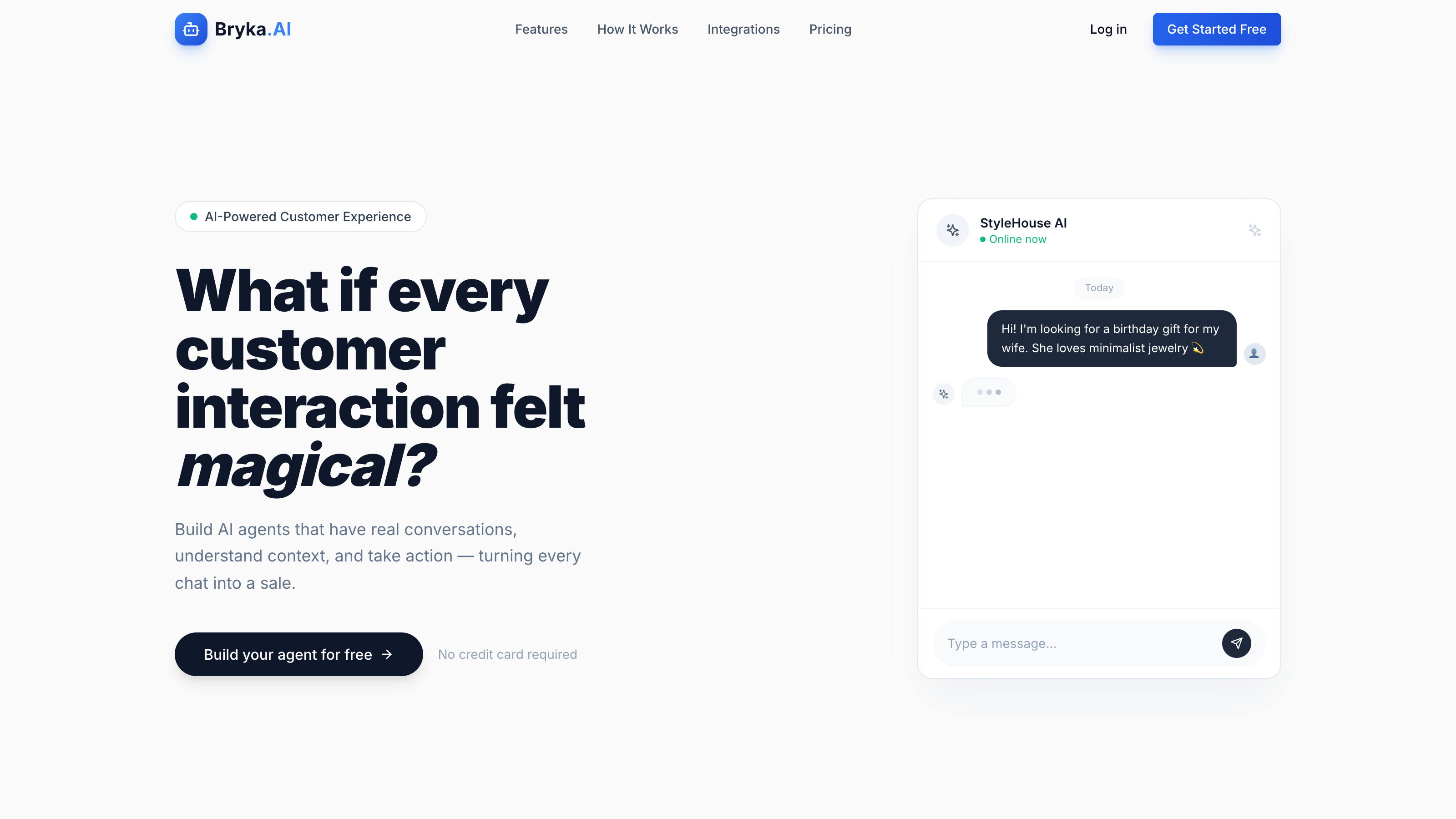 Bryka AI main chat interface