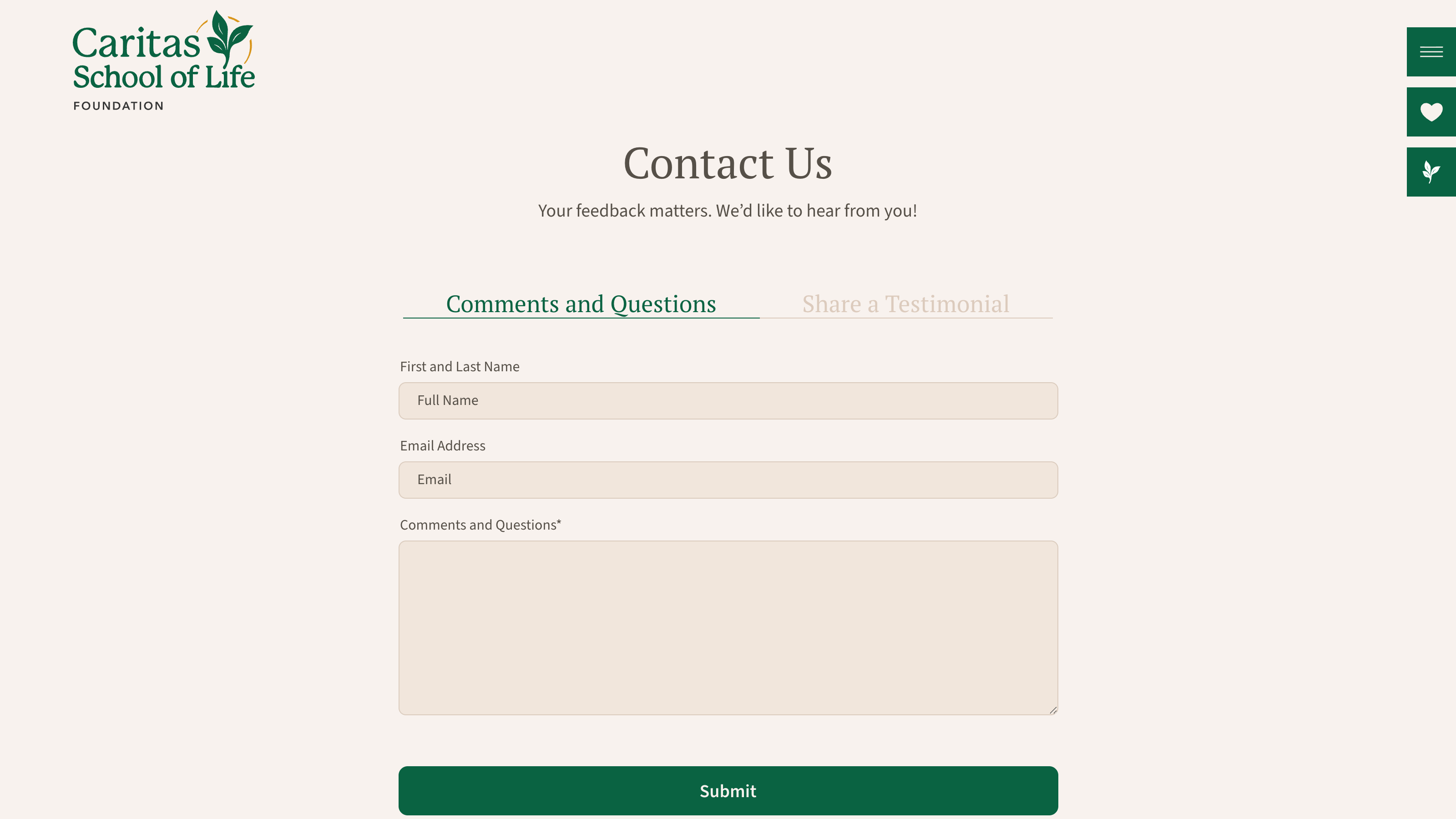 Caritas Foundation donation page