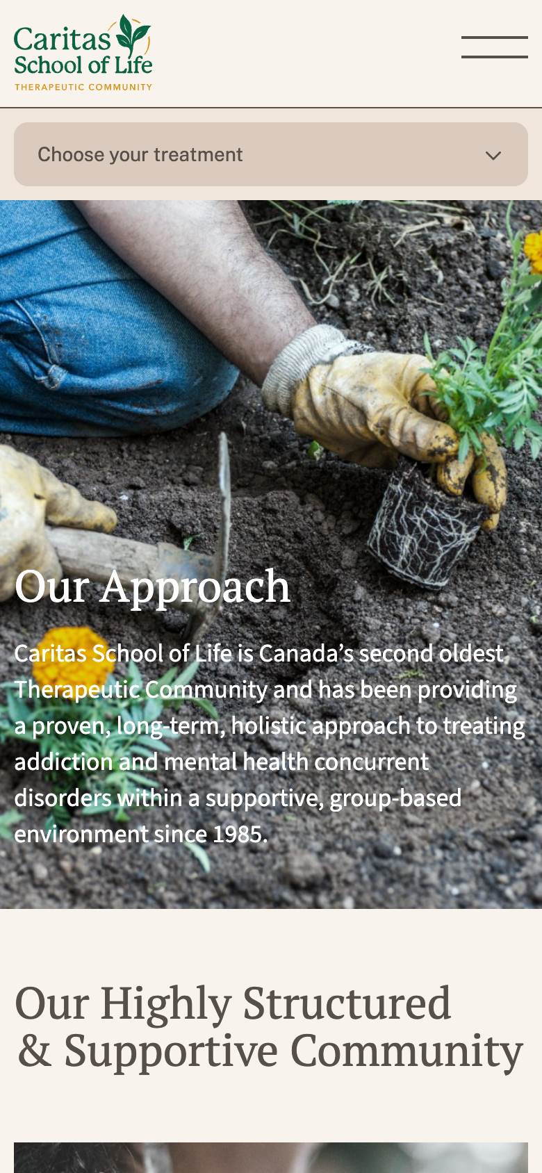 Caritas mobile homepage
