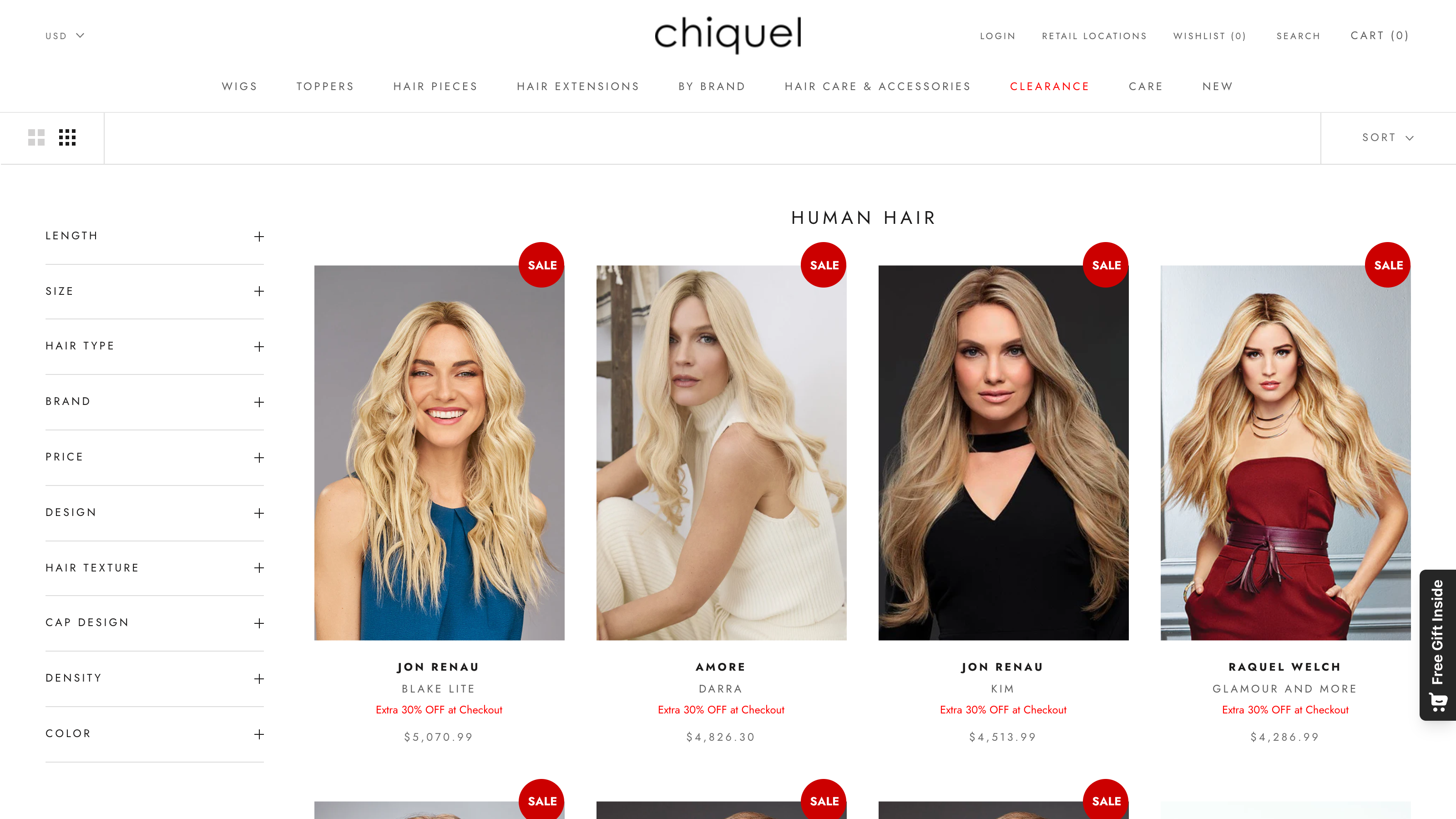 Chiquel human hair collection page