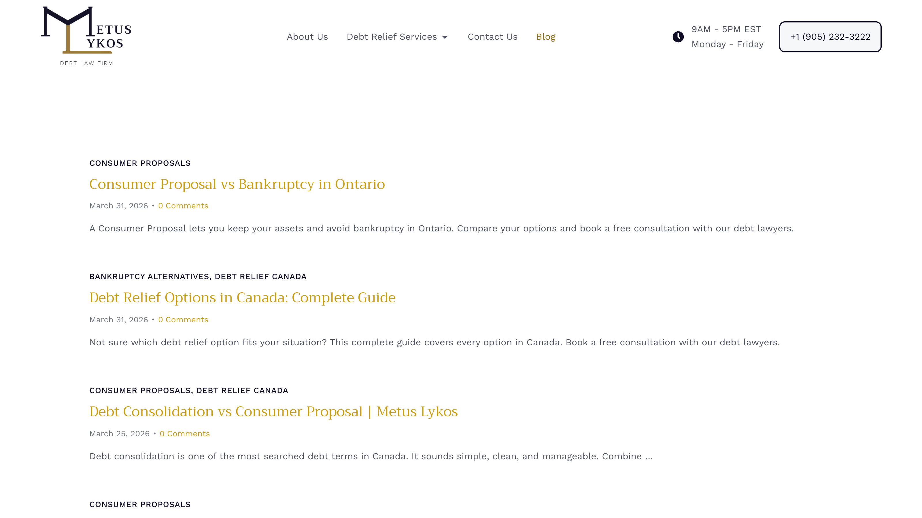 Debt Law consumer proposal page