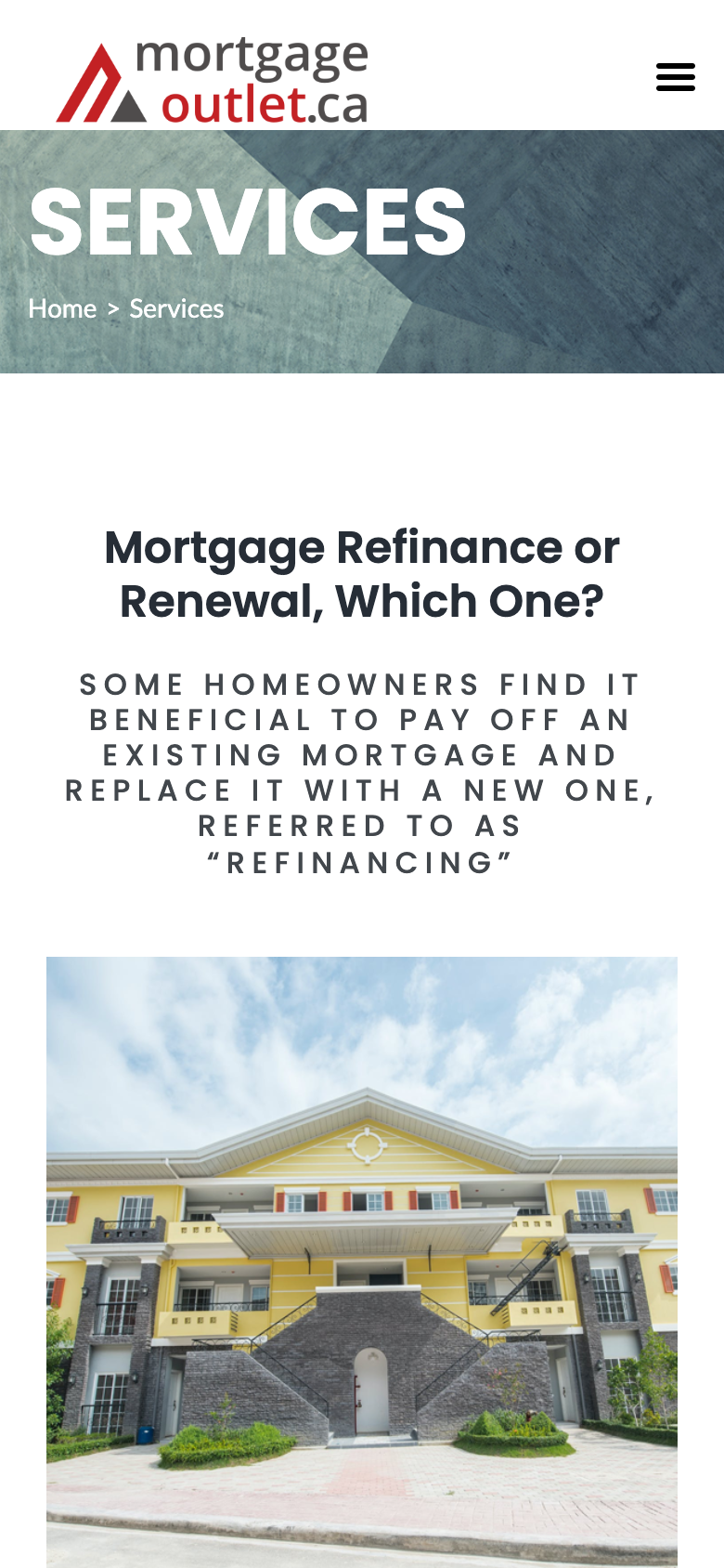 Mortgage Insights mobile homepage