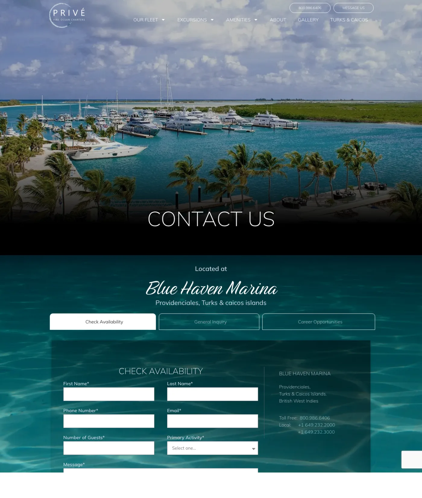 Privé Yachts contact & enquiry page