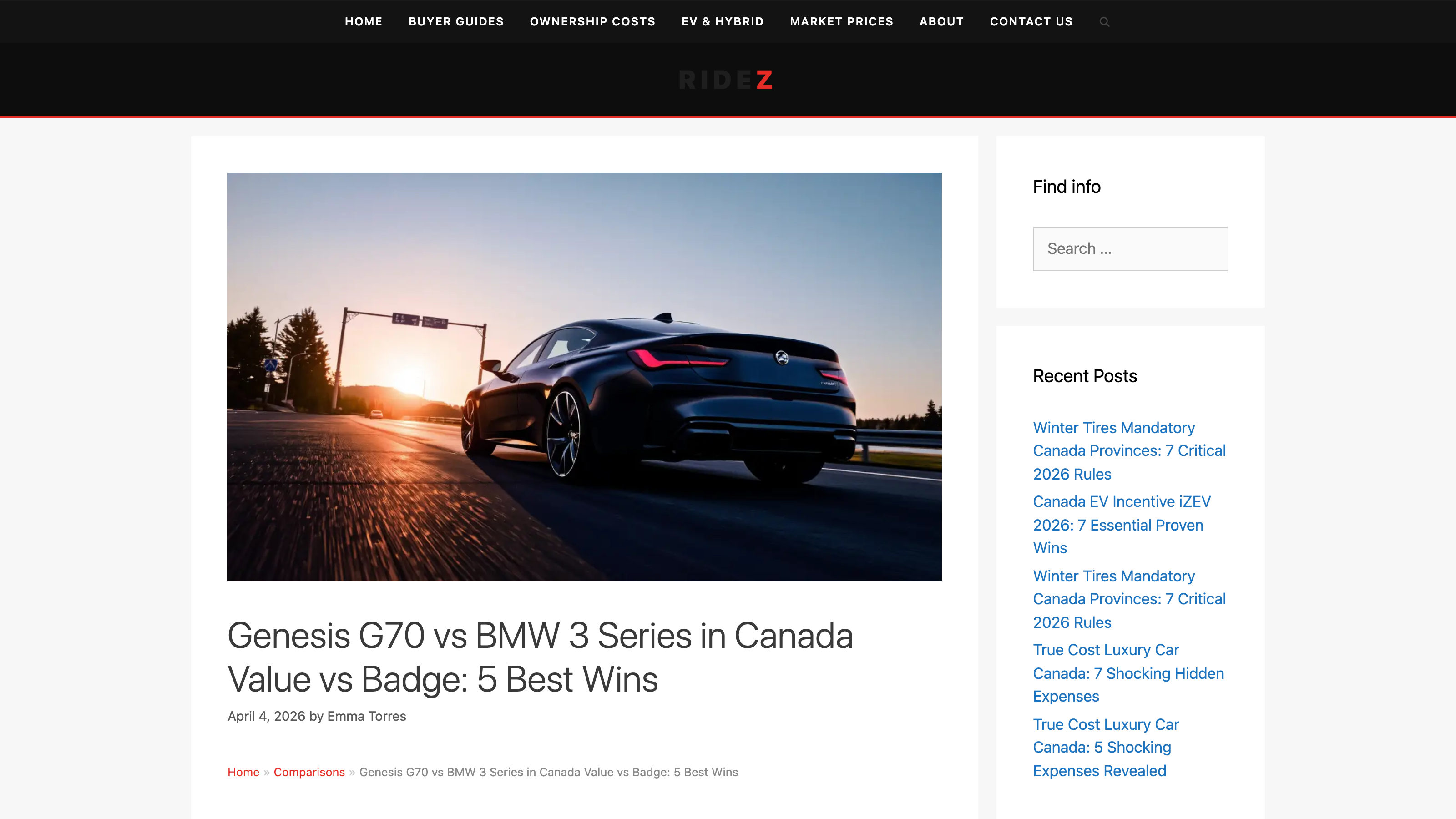 Ridez ownership costs article with provincial breakdown