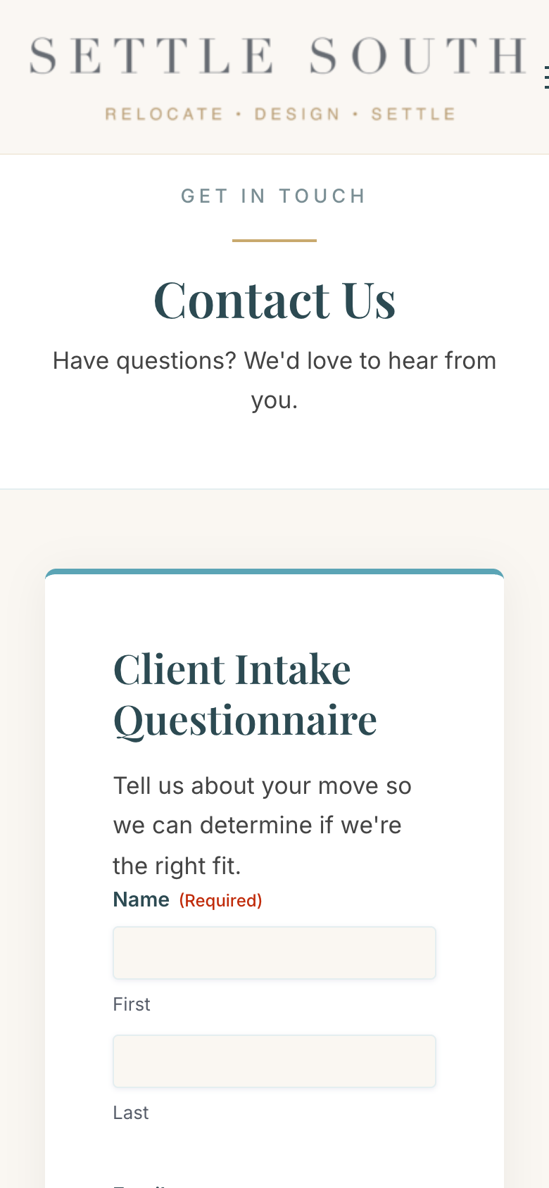 Settle South mobile Get Started form