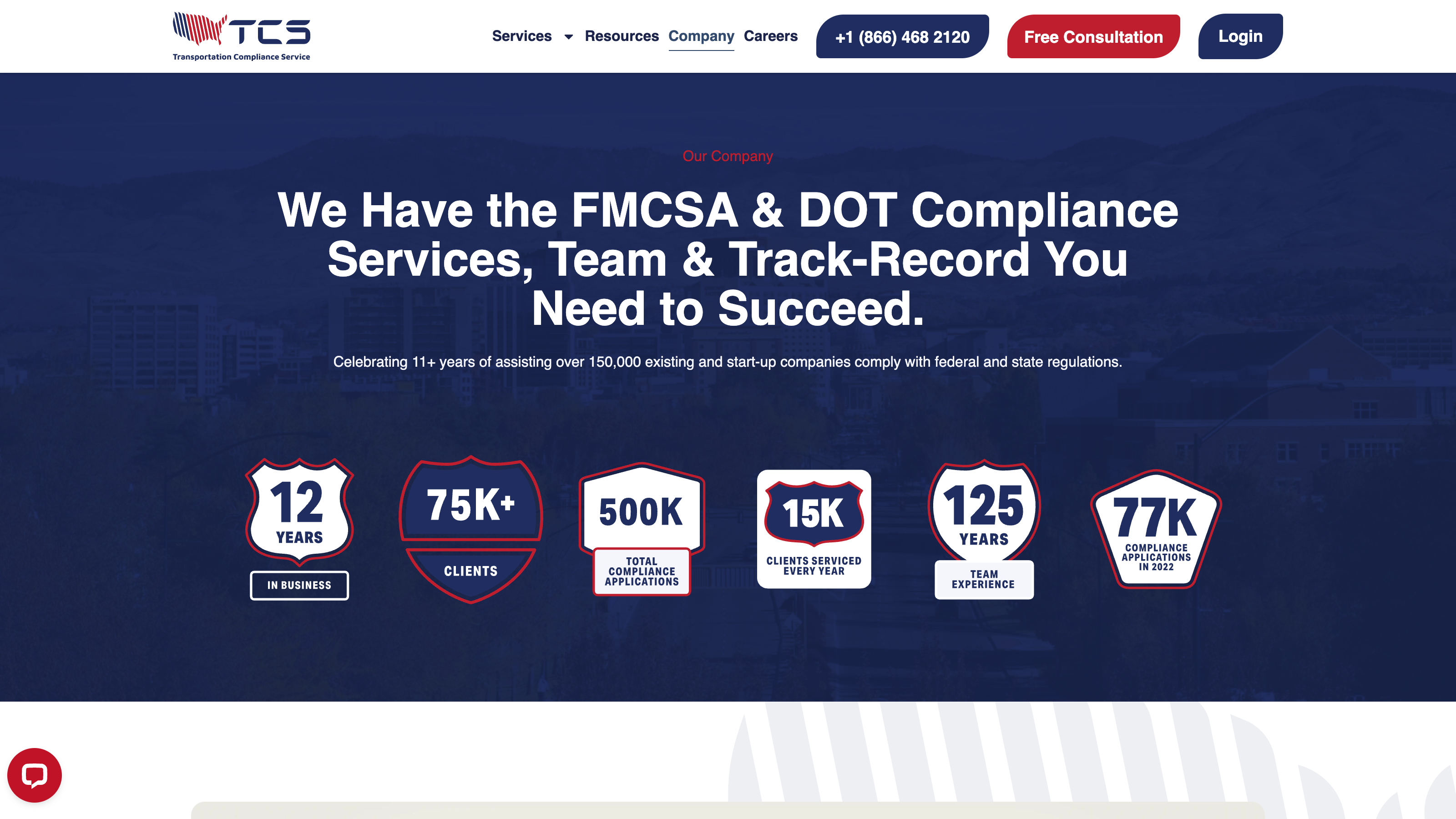 Transportation Compliance Service services page with compliance packages