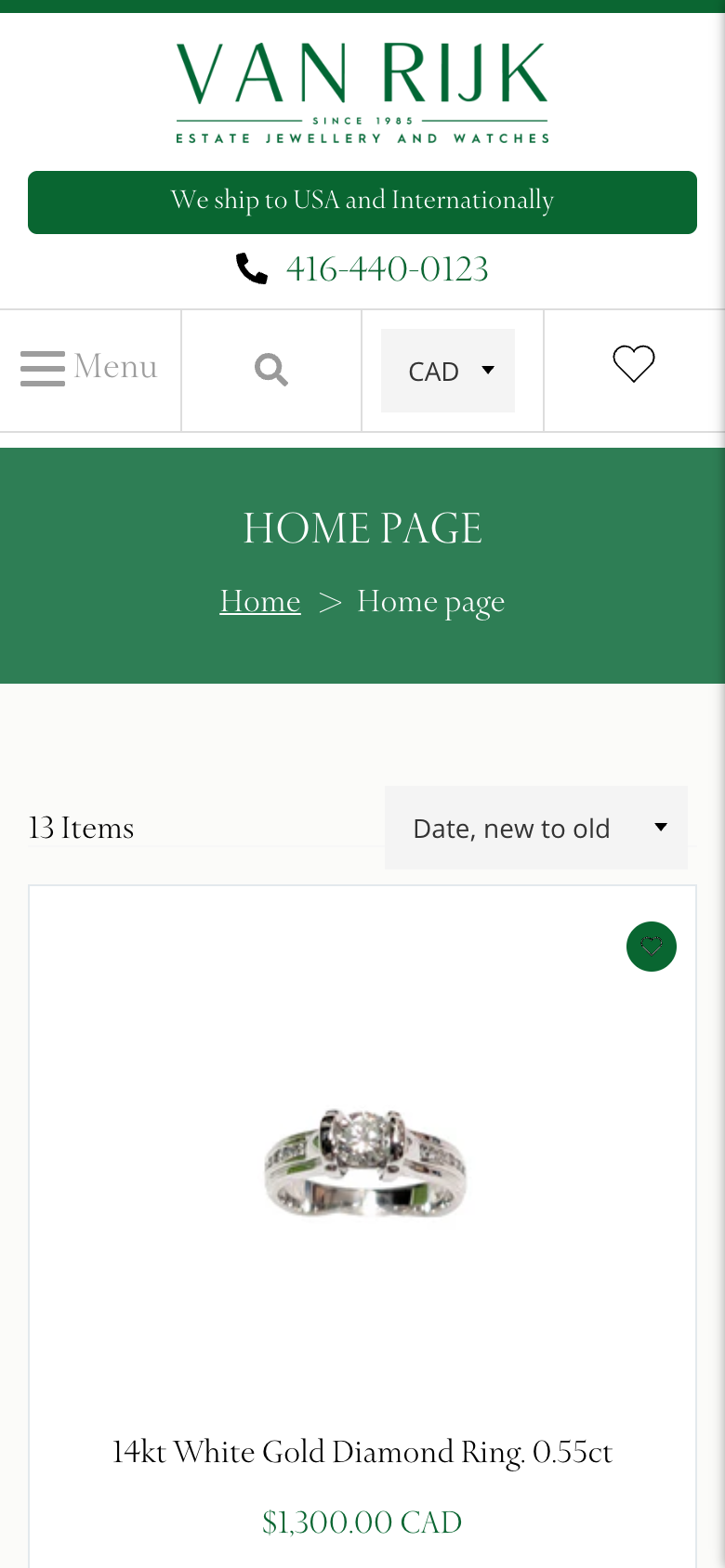 Van Rijk mobile homepage